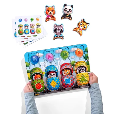Wooden Inset Sorter "Animals in Carts" - educational toy