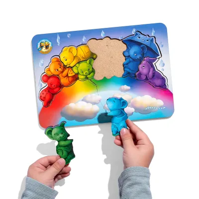 Wooden Puzzle "Mice on a Rainbow" - educational toy for 1-year-olds