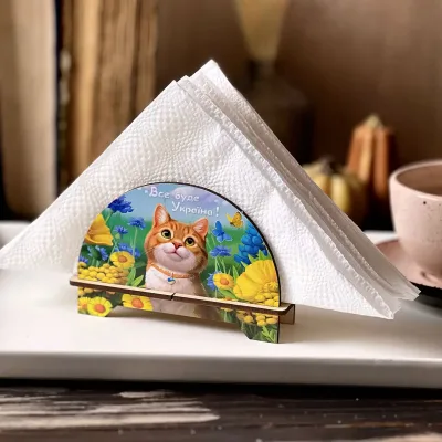 Деревянная салфетница «Рыжий котик»