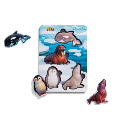 Wooden Inset Board "Arctic and Antarctic Animals" (hint background)
