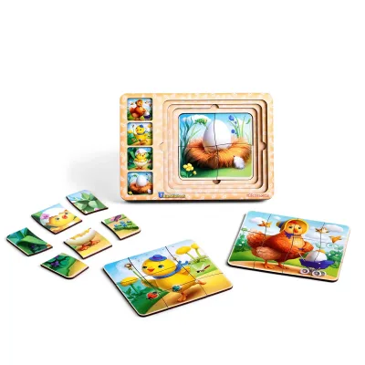 Wooden Inset Sorter "Chicken Life Cycle" - educational toy