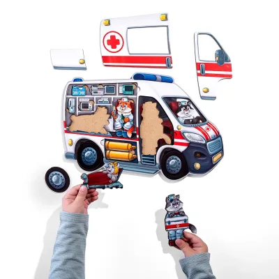 Wooden Puzzle Sorter "Ambulance" (inset board)