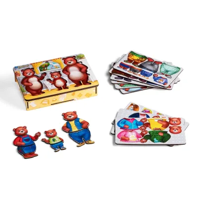 Wooden Inset Puzzle "Dress the Bears" - educational toy