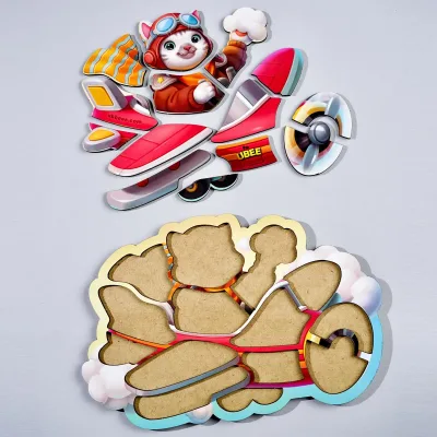 Wooden Silhouette Puzzle "Cat Pilot"