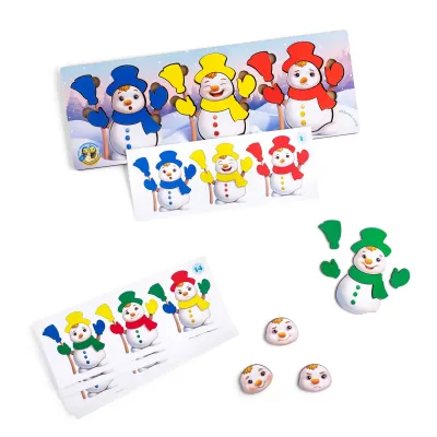 Wooden Educational Card Game "Cheerful Snowmen"