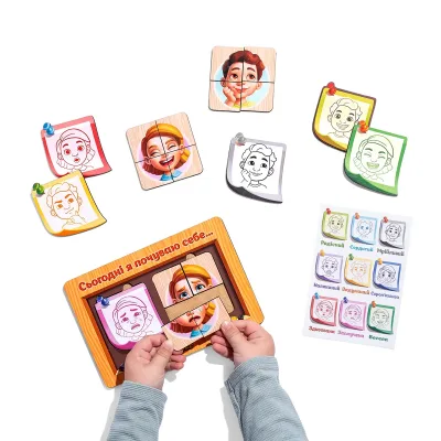 Wooden Sorter Puzzle "Emotions" - toy for toddlers