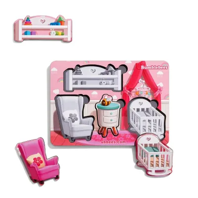 Wooden Inset Puzzle "Furniture 1" (hint background) - educational toy