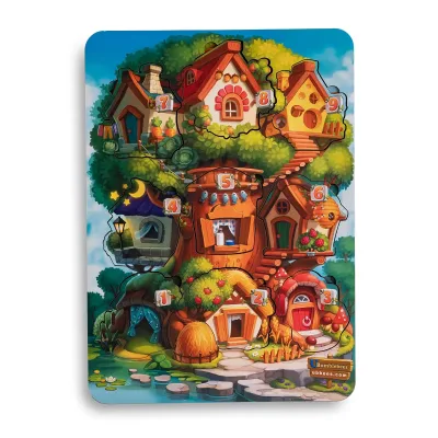 Three-Layer Inset Board "Whose House in the Tree?" - educational toy for ages 3+