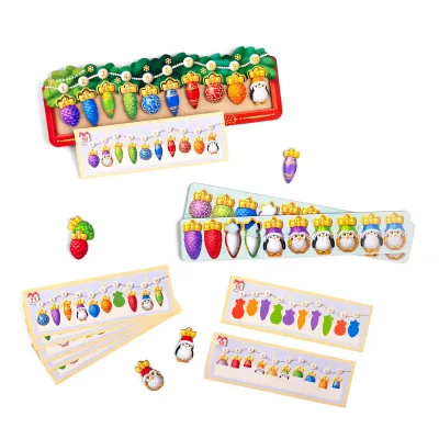 Wooden Educational Card Game "Christmas Tree Branch with Ornaments"