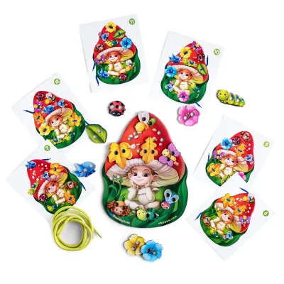 Wooden Lacing Toy "Fly Agaric Mushroom" - educational toy