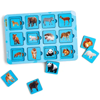 Wooden Sorter Puzzle "Mother and Baby - Wild Animals" (photo)