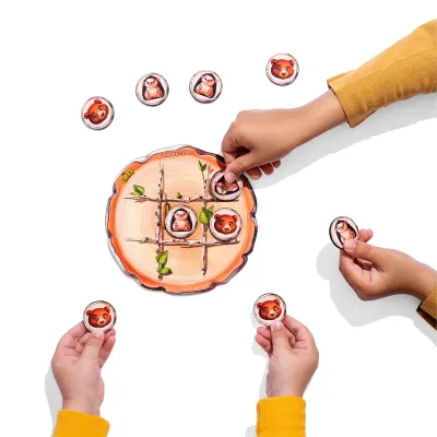 Wooden Tic-Tac-Toe "Hedgehog and Bear" - educational toy