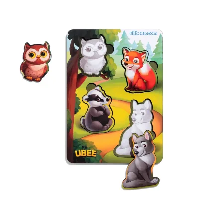 Wooden Inset Board "Forest Animals 2" (hint background)