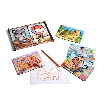 Wooden Drawing Stencils, 6 pcs/set - educational toy