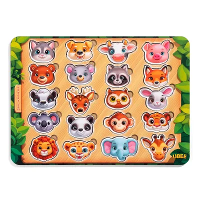 Wooden Sorter Puzzle "Animal Faces" - toy for toddlers