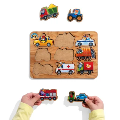 Wooden Inset Sorter "Transport" - educational toy for toddlers