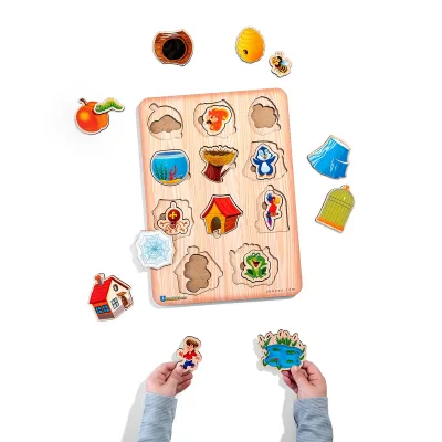 Wooden Inset Board "Who Lives Where?" - educational toy