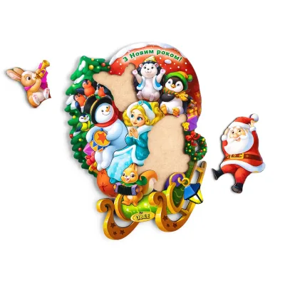 Wooden Inset Puzzle "Animals on Sleds" - educational toy