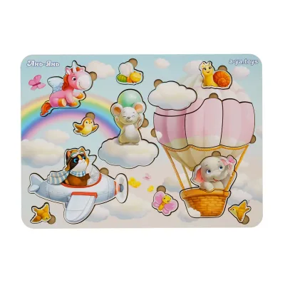 Large Wooden Inset Sorter "Animals in the Clouds"