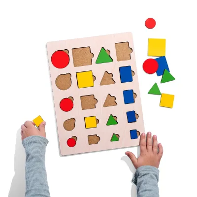 Wooden Inset Board "Geometric Shapes - Sizes" - educational toy