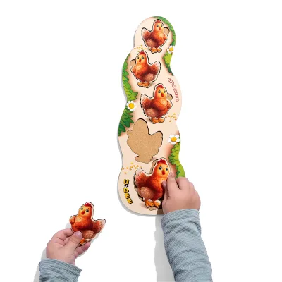 Wooden Bigger-Smaller Sorter "Hens" - educational toy