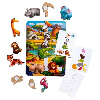 Wooden Velcro Game with Cards "Copy the Pattern - Africa"