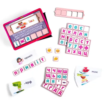 Wooden Word-Building Board for Girls "Spell the Word from the Picture" - Ukrainian