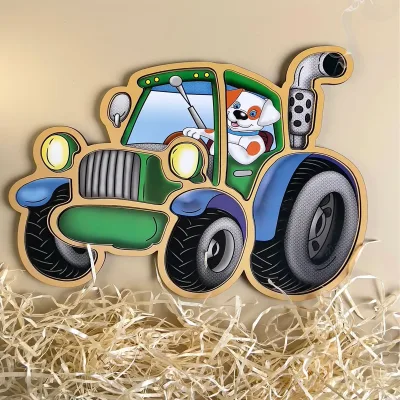 Wooden Silhouette Puzzle "Tractor" - educational toy for toddlers