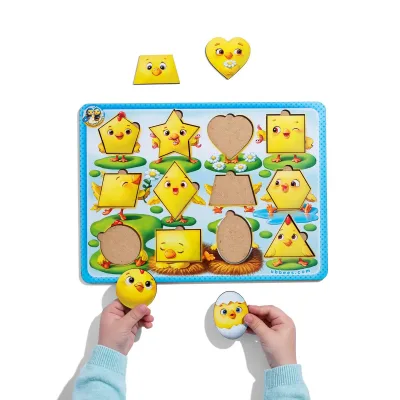 Wooden Inset Sorter "Chicks - Shapes"
