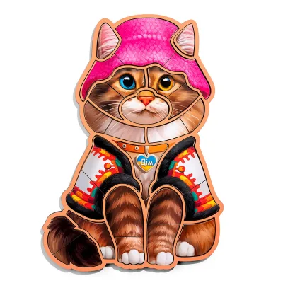 Wooden Silhouette Puzzle "Ukrainian Cat" (inset board)