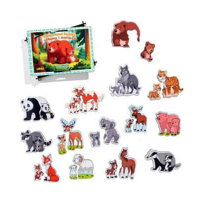 Wooden Puzzle in a Box "Mother and Baby", colored (games for 1-year-olds)