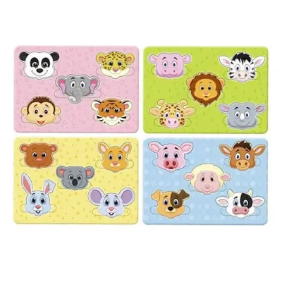 Wooden Inset Puzzles "Funny Faces" - travel version