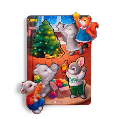 Wooden Inset Puzzles with Background "New Year 1"