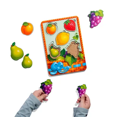 Wooden Bigger-or-Smaller Inset Puzzles "Basket of Fruits 2"