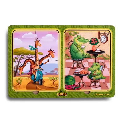 Wooden Inset Puzzles "Giraffes and Crocodiles"