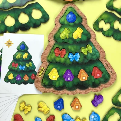 Inset Puzzle with Cards "Frame Christmas Tree"
