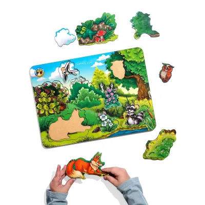 Wooden Inset Sorter "Where Are the Animals? - Forest Series"