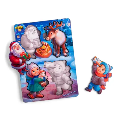 Wooden Inset Puzzles with Background "New Year 2"