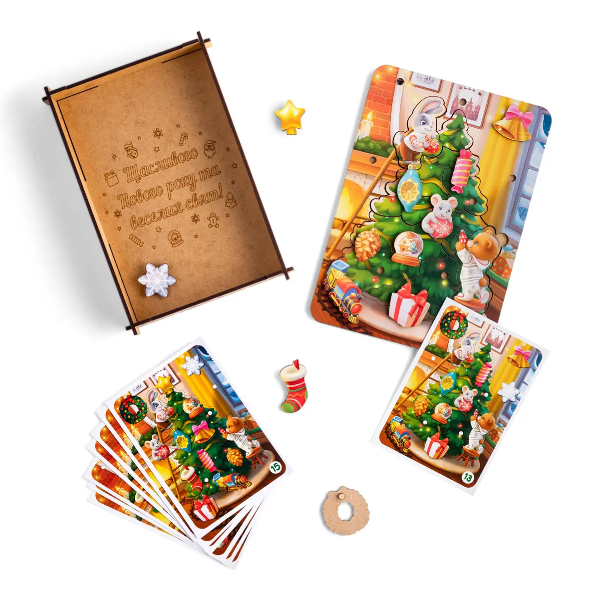 Розвиваюча гра 2 в 1 Дерев'яний пазл "Ялинка (маленька)"