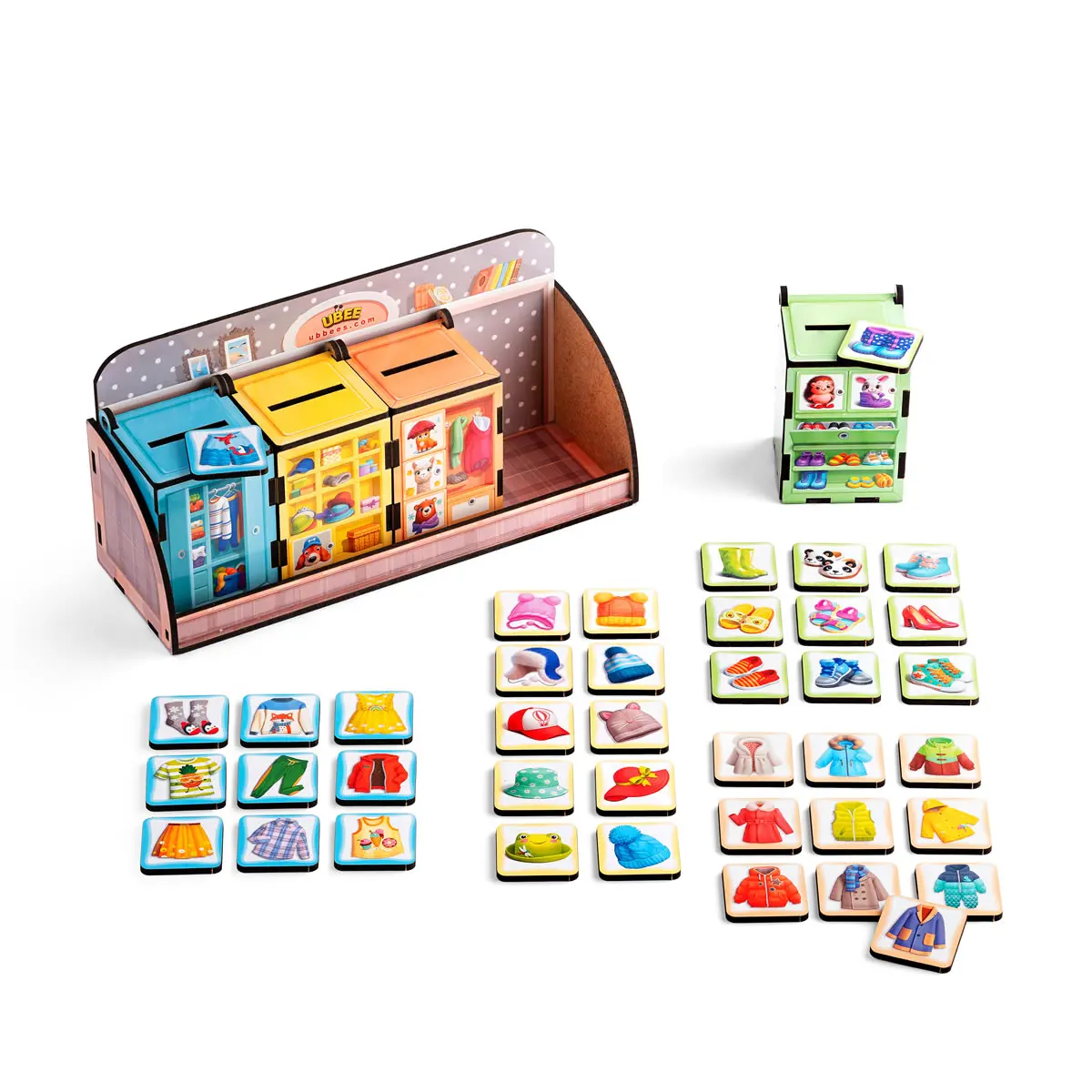 Дитяча розвивашка - Чарівний комодик "Шафи з одягом" (Дерев'яний сортер)