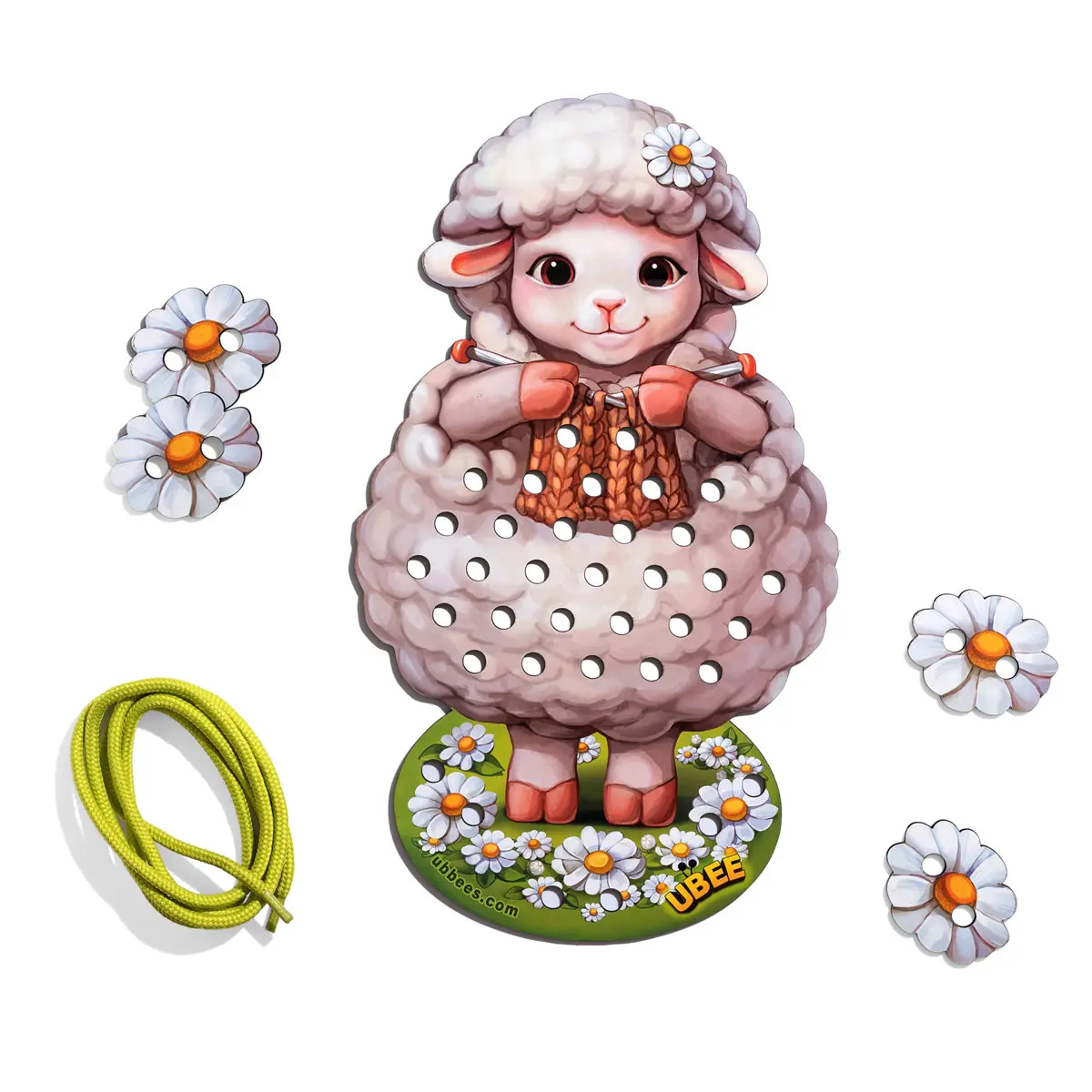 Дерев'яна розвиваюча гра для дітей - Шнурівка - Овечка