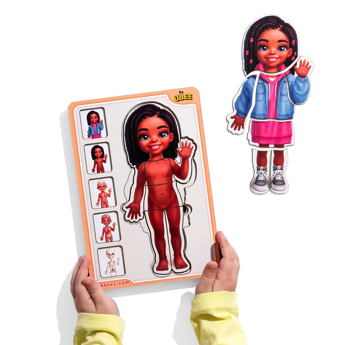 Пазл багатошаровий дерев'яний: "Анатомія людини – дівчинка- 3". (Дерев'яні пазли для дітей)