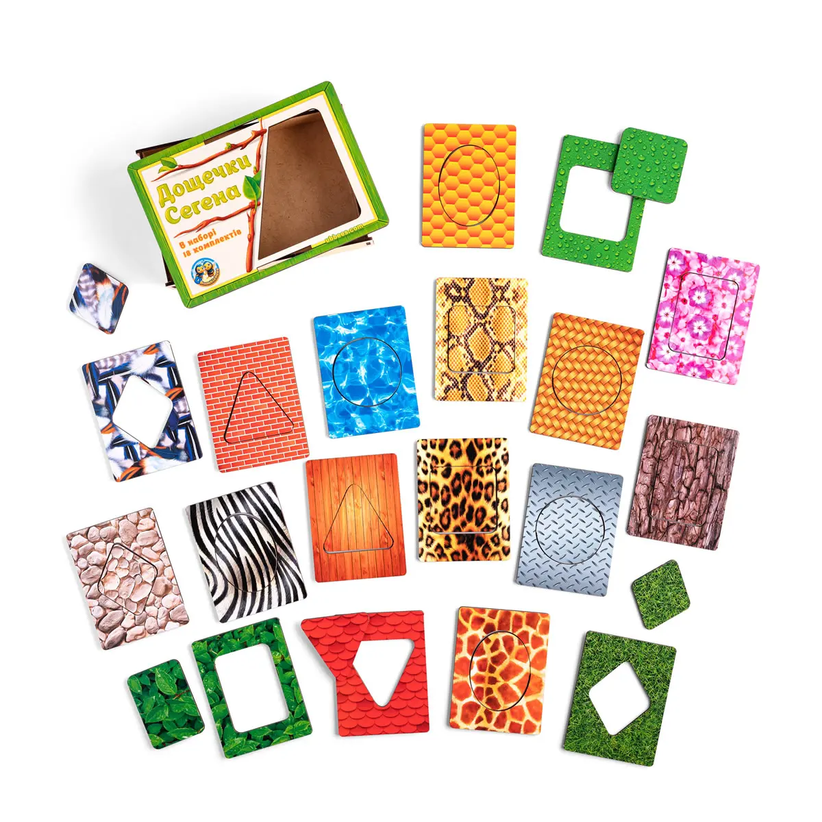 Дошки Сегена: з візерунками - 2 (пір'я). Дерев'яна розвиваюча гра