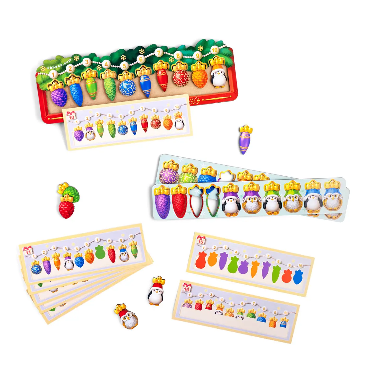 Дерев'яна розвиваюча гра з картками "Ялинкова гілочка з прикрасами"