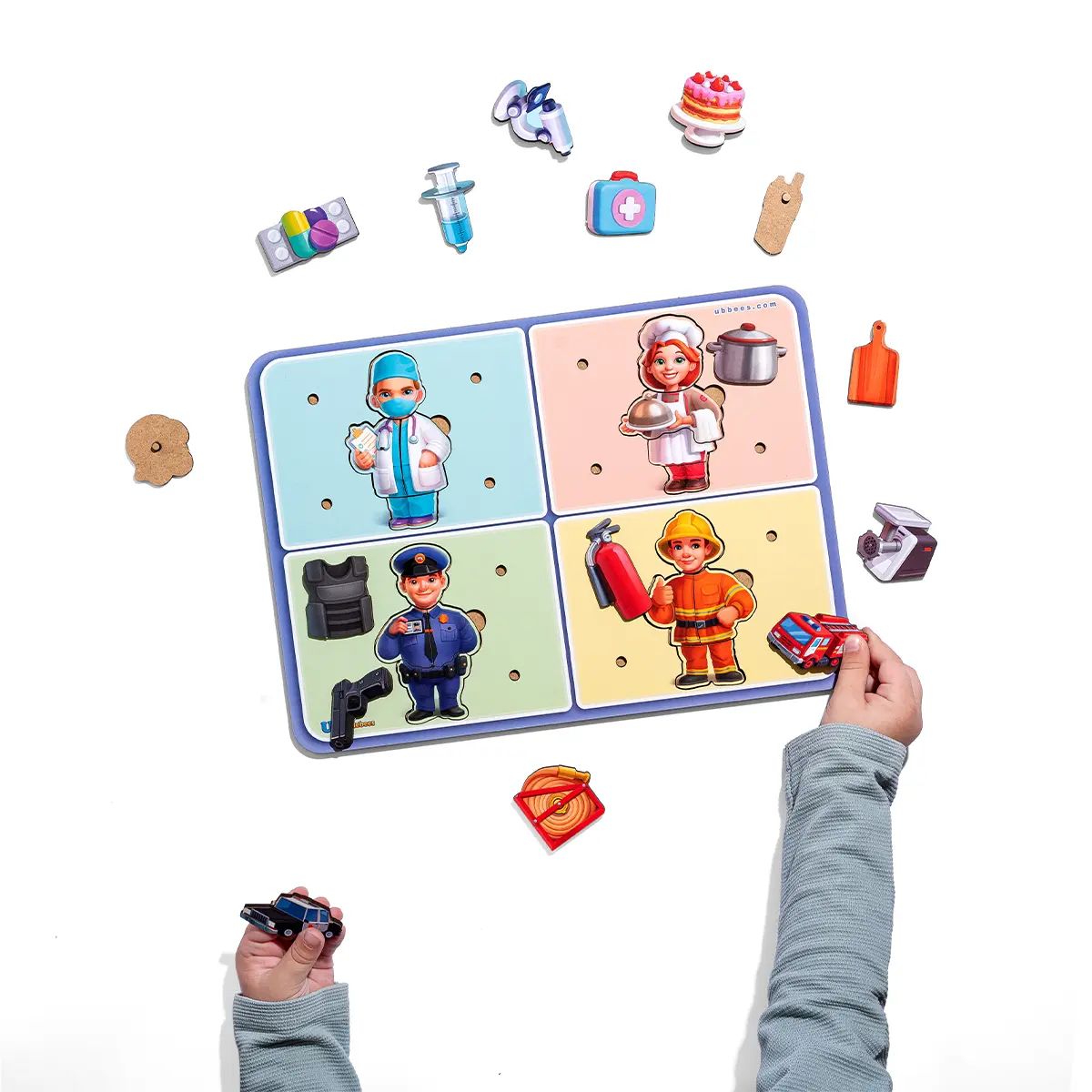 Дитяча розвиваюча гра "Професії" (Дерев'яні пазли, вкладки)