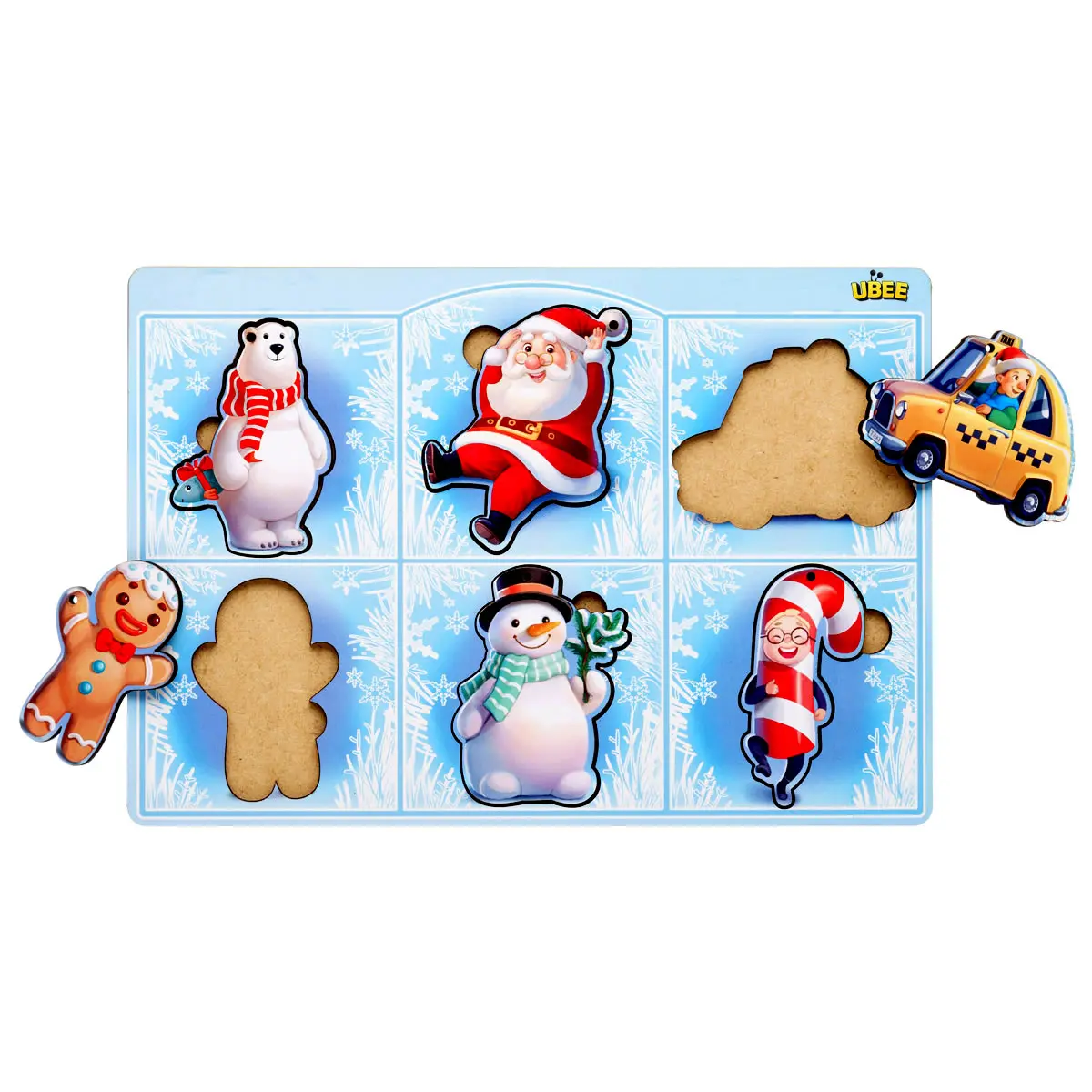 Дерев'яний сортер-вкладаш (дерев'яний пазл) "Новорічний - 1"