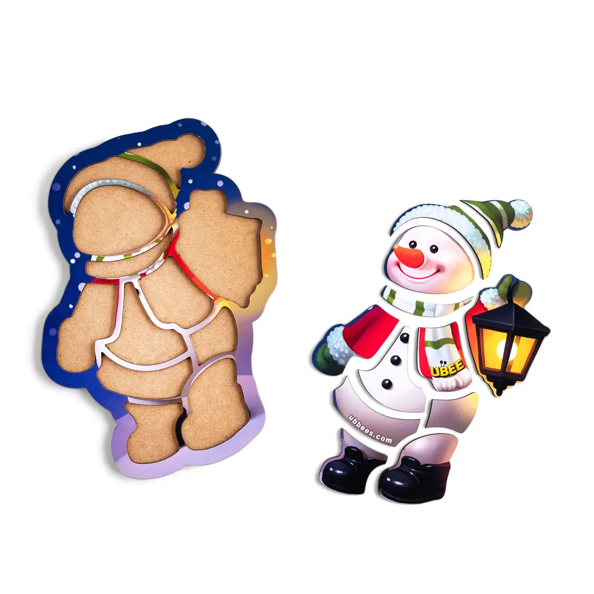 Контурний дерев'яний пазл - рамка "Сніговичок" - Розвиваюча дитяча гра