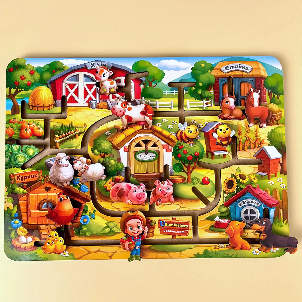 Дерев\'яна розвиваюча гра для дітей Лабіринт \"Ферма\"