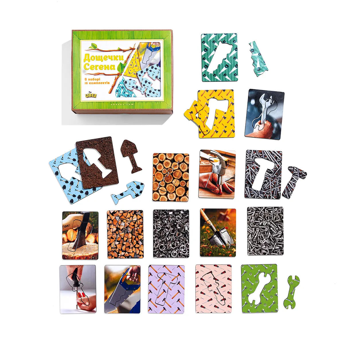 Дерев'яний пазл-сортер "Дошки Сегена: інструменти"