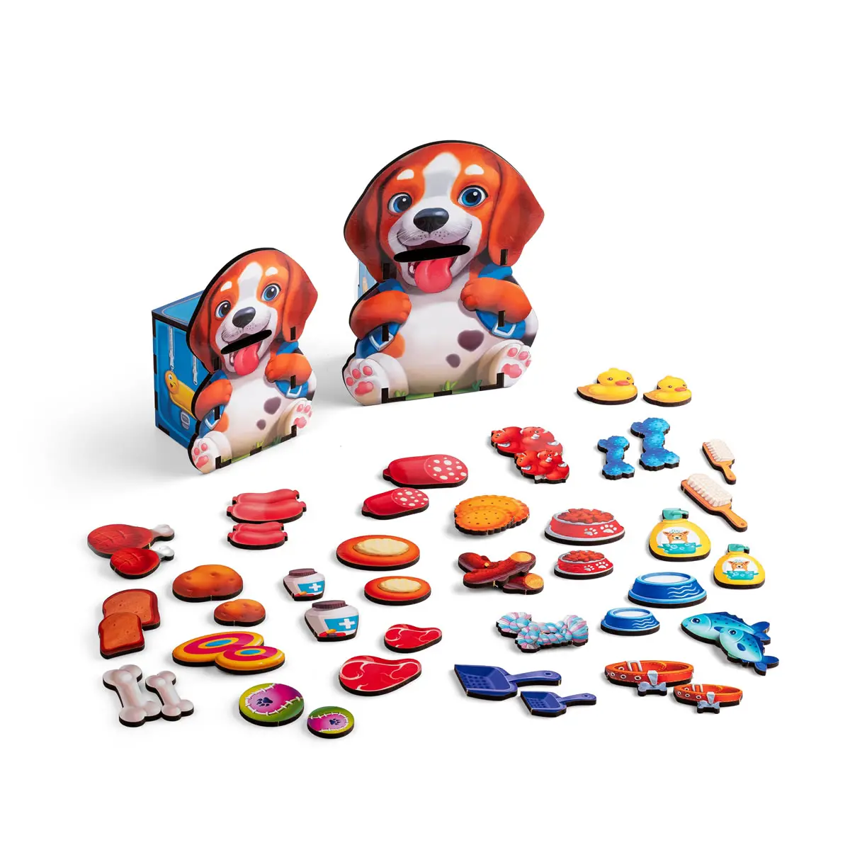 Дерев'яний пазл-сортер "Нагодуй собачок" Розвиваюча гра для дітей)